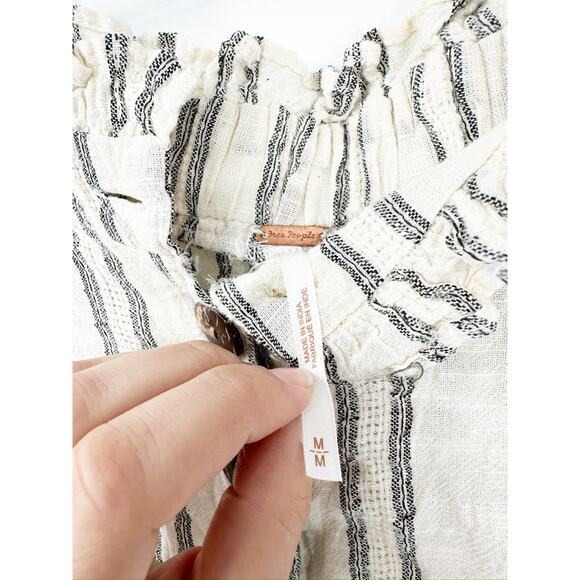 Free People Poppy Ivory Striped Wide Leg Relaxed Beach Boho Pants Size M NWT - Picture 5 of 6